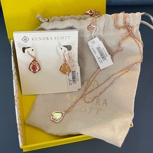 Kendra Scott Cory Drop Earrings and Double Strand, Necklace - Peach/ Rose Gold